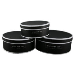 Set 3 cutii de cadou rotunde "Only for you" negru