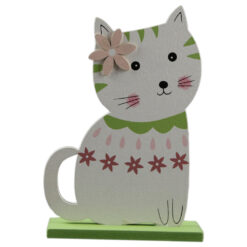 Decoratiune pisica realizata din lemn