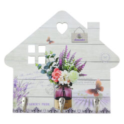 Suport pentru chei din lemn cu 3 carlige Casuta Lavender 25x23 CM
