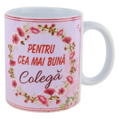 Cana ceramica "Pentru cea mai buna Colega" 330 ml, Roz