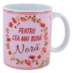 Cana ceramica "Pentru cea mai buna Nora" 330 ml, Roz