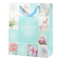 Punga cadou din hartie 26x32 CM - "Welcome Baby" Boy