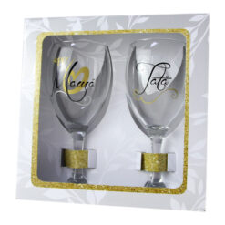 Set 2 pahare vin "Super Mama/Super Tata", 220 ml, in cutie eleganta