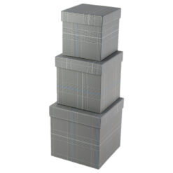 Set 3 cutii patrate 16x16x16 CM - Carouri gri