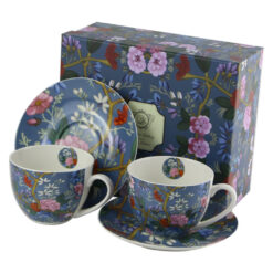 Set 2 cani cu farfurii din portelan 280 ml, W. Kilburn "Blue", in cutie decorativa