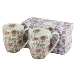 Set 2 cani din portelan "Pastel Flowers" 380 ml, in cutie de cadou