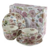 Set 2 cani cu farfurii din portelan 280 ml, "Pastel Flowers", in cutie decorativa