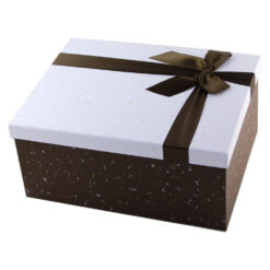 Set 10 cutii cadouri din carton cu fundita  34x26x15 CM, Alb/Maro