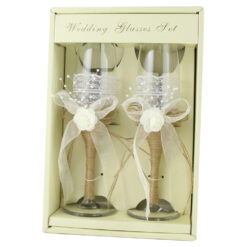 Set 2 pahare sampanie pentru Miri - Alb/natur