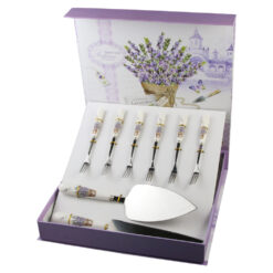 Set tacamuri pentru tort, 8 piese, cu maner din ceramica, "Lavender Passion"