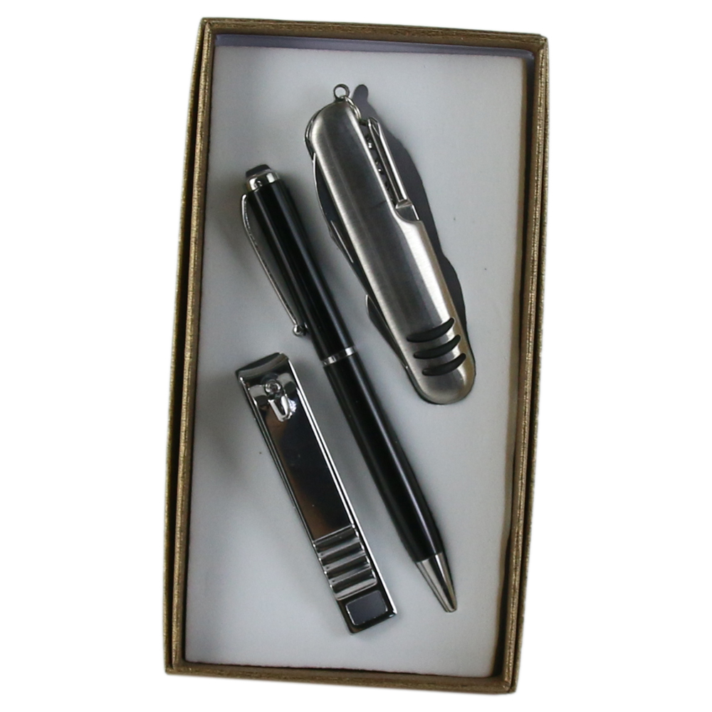 Set cadou pentru barbati, Briceag cu pix si unghiera