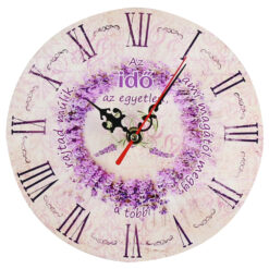 Ceas perete din lemn 20 CM "Az ido az egyetlen" Lavanda