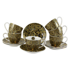 Set 6 cani cu farfurie din portelan 250 ml "Tree of Life" Gustav Klimt