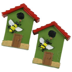 Set 2 decor Casuta cu albina din rasina 5 CM, autoadezive