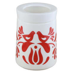 Recipient condimente 750 ml, din sticla opal, cu capac din plastic, Pasari