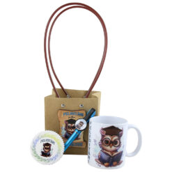 Set cadou de Absolvire 4 piese - Cana, magnet, pix touchscreen cu punga cadou, Albastru