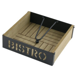 Suport servetele din lemn si metal Bistro 18x18x5 CM