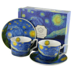 Set 2 cesti cu farfurii din portelan 270 ml "Starry Night" de V. van Gogh, in cutie decorativa