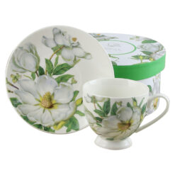 Ceasca portelan cu farfurie 220 ml, "Magnolia", in cutie decorativa