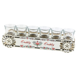 Suport din lemn "Erdely" cu sase pahare 29 CM