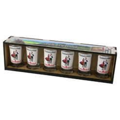 Set 6 pahare shot "Szekelyfold", cu suport lemn 29.5x8 CM