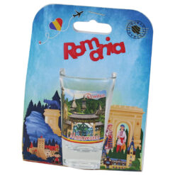 Pahar shot din sticla "Romania", Maramures, in ambalaj decorativ