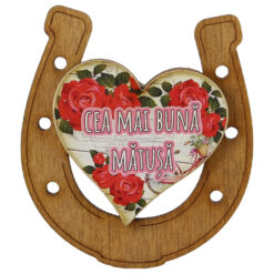 Magnet frigider din lemn "Cea mai buna Matusa" 7x8 CM, Potcoava