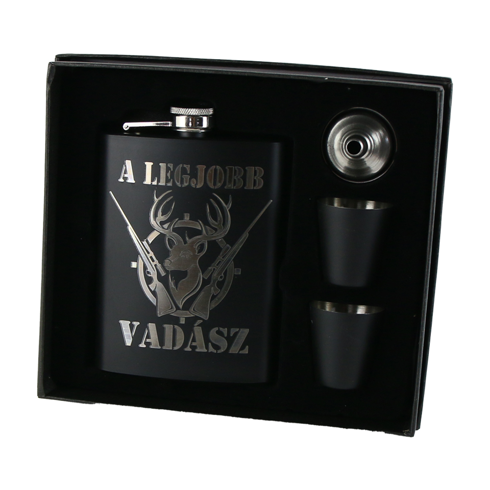 Set cadou "A legjobb Vadasz" Plosca cu palnie si 2 pahare