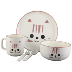 Set vesela pentru copii din portelan 5 piese, Pisica