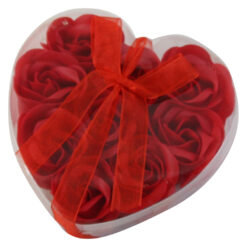 Cutie inimioara cu 9 trandafiri de sapun, rosu