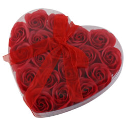 Cutie inimioara cu trandafiri de sapun, rosu