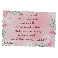 Magnet frigider din lemn "Fa-mi sa aud..." 9x6 CM, Psalmul 143:8