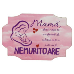 Magnet frigider din lemn "Mama, daca viata ta..." 9x6 CM