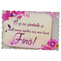 Magnet frigider din lemn "Pentru cea mai buna Fina!" 9x6 CM