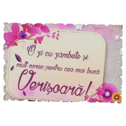 Magnet frigider din lemn "Pentru cea mai buna Verisoara!" 9x6 CM