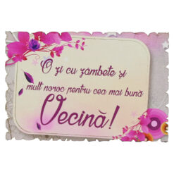 Magnet frigider din lemn "Pentru cea mai buna Vecina!" 9x6 CM