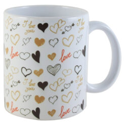 Cana din ceramica 330 ml, "Love" aurii