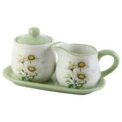 Suport din ceramica cu zaharnita si cana lapte Margarete, 22x11 CM