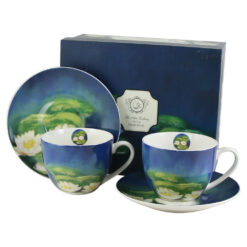 Set 2 cesti cu farfurii, din portelan "Nanufares" de C. Monet, 250 ml, in cutie decorativa