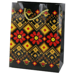 Punga cadou cu motive traditionale 18x23 CM negru/rosu/galben