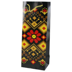Punga cadou pentru bauturi cu motive traditionale 12x32 CM negru/rosu/galben