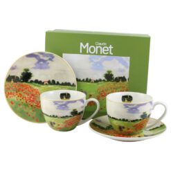 Set 2 cesti cu farfurii din portelan 270 ml "Poppy Field" de Claude Monet, in cutie decorativa