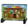 Placa ardezie "Romania", 14x9 CM, Poarta traditionala