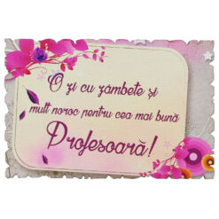Magnet frigider din lemn "...Pentru cea mai buna Profesoara!" 9x6 CM