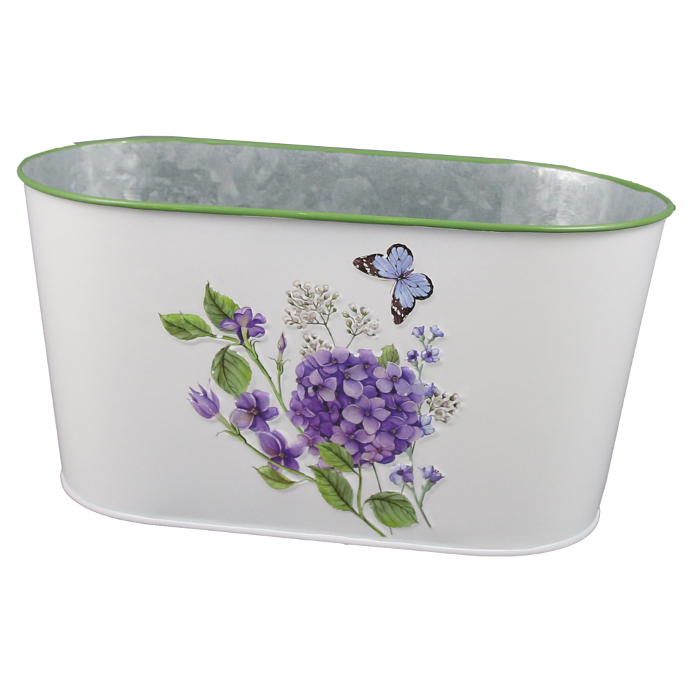 Ghiveci oval din metal 23x12 CM, Hortensie