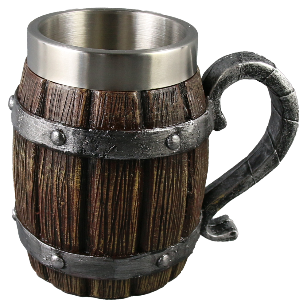 Cana din metal si rasina, Butoi 10x14 CM