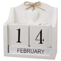 Calendar Perpetuu din lemn 14x15 CM, Alb