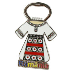 Magnet de frigider metalic cu deschizator de sticle 5 x 8 cm, Romania, Rochie ie