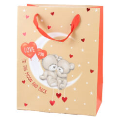 Punga cadou din hartie 18x23 CM, "Love you to the moon...", Ursuleti