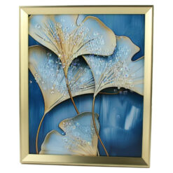 Tablou 3D cu pietricele stralucitoare 25x30 CM, Frunze Gingko